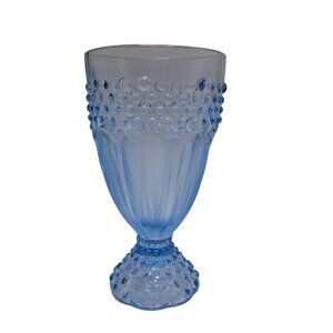 Gorham Emily's Attic Blue Hobnail and Herringbone Glass Water Goblet